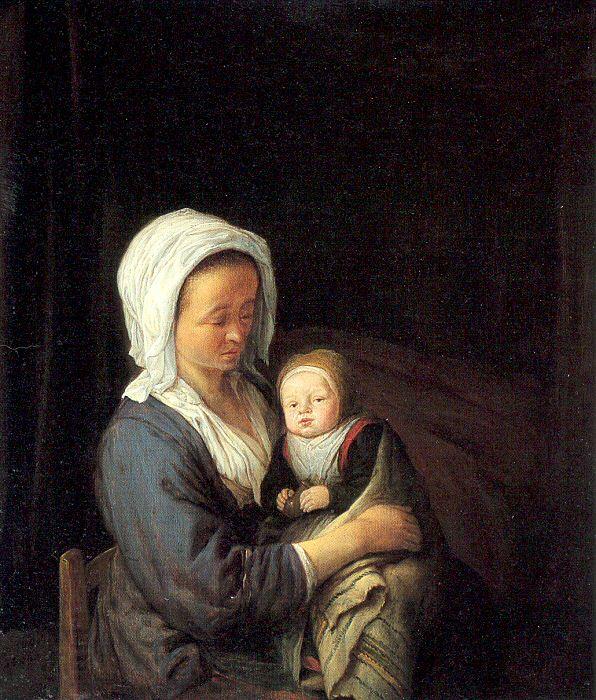 Ostade, Adriaen van Woman Holding a Child in her Lap China oil painting art